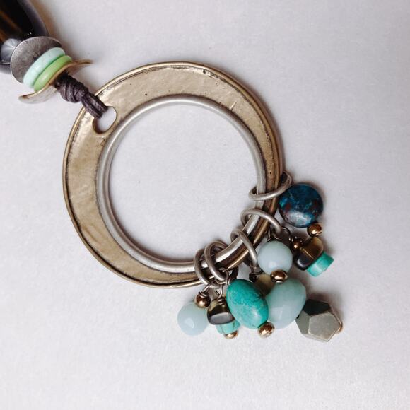 Signed Silpada Necklace N1892 Sterling Gemstone Boho Circle Pendant - Picture 11 of 11